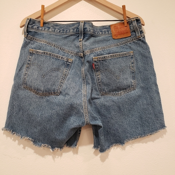 Levis 501 high rise midi jean denim shorts button fly premium - Picture 7 of 8